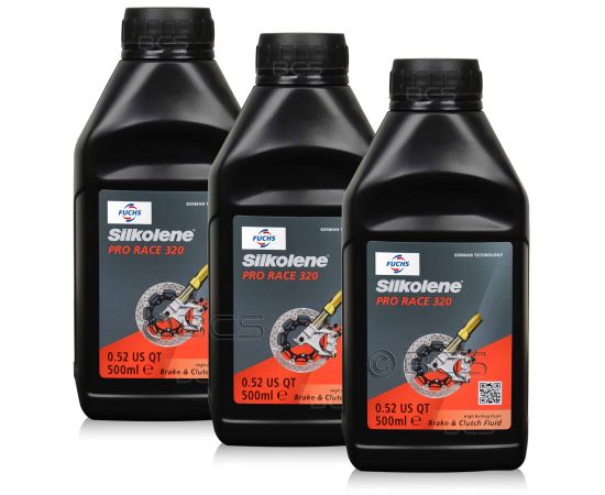 3 sztuki FUCHS SILKOLENE PRO RACE 320 BRAKE FLUID DOT 4 - płyn hamulcowy do jazdy wyczynowej - 500 ml, Opakowanie / zestaw: 500 ml x 3 - sklep olejefuchs.pl