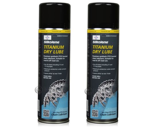 2 sztuki FUCHS SILKOLENE TITANIUM DRY LUBE SPRAY - smar do łańcucha motocyklowego z PTFE - 500 ml - ZESTAW - TANIEJ, Opakowanie / zestaw: 500 ml SPRAY x 2 - sklep olejefuchs.pl