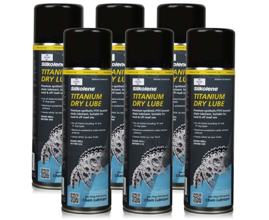 6 sztuk FUCHS SILKOLENE TITANIUM DRY LUBE SPRAY - smar do łańcucha motocyklowego z PTFE - 500 ml - ZESTAW - TANIEJ, Opakowanie / zestaw: 500 ml SPRAY x 6 - sklep olejefuchs.pl