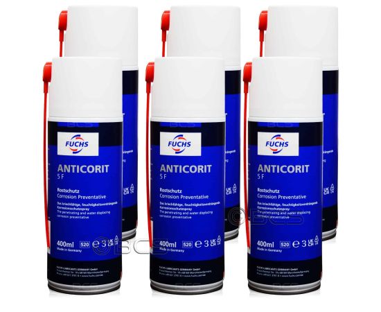 6 sztuk FUCHS ANTICORIT 5F SPRAY - woskowy środek antykorozyjny - 400 ml - ZESTAW - TANIEJ, Opakowanie / zestaw: 400 ml SPRAY x 6 - sklep olejefuchs.pl