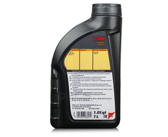 1 litr FUCHS TITAN GARDEN MIX SL - olej do mieszanek paliwowych w kosach i pilarkach spalinowych (2T), Opakowanie / zestaw: 1 litr, 2. zdjęcie 1 litr FUCHS TITAN GARDEN MIX SL - olej do mieszanek paliwowych w kosach i pilarkach spalinowych (2T), Opakowanie / zestaw: 1 litr, 2. zdjęcie - sklep olejefuchs.pl