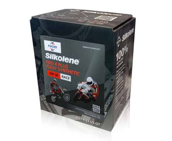 4 litry FUCHS SILKOLENE PRO 4 PLUS 5W30 RACE - syntetyczny (fully synthetic) olej silnikowy (4T) do motocykli wyczynowych - sklep olejefuchs.pl