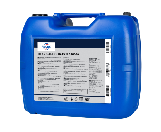 20 litrów FUCHS TITAN CARGO MAXX II 10W40 - olej silnikowy, Opakowanie / zestaw: 20 litrów, Lepkość SAE: 10W40 - sklep olejefuchs.pl