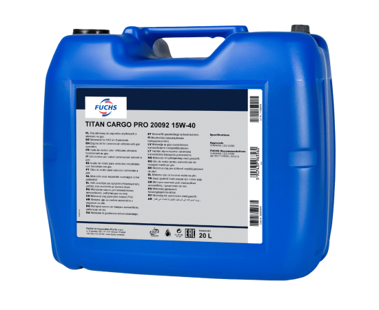 20 litrów FUCHS TITAN CARGO PRO 20092 15W40 - olej silnikowy, Opakowanie / zestaw: 20 litrów, Lepkość SAE: 15W40 - sklep olejefuchs.pl