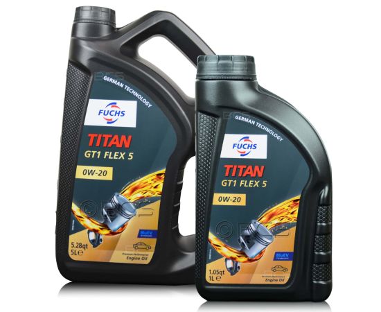 6 litrów FUCHS TITAN GT1 FLEX 5 0W20- olej silnikowy - ZESTAW - TANIEJ, Opakowanie / zestaw: 6 litrów (5 litrów + 1 litr) - sklep olejefuchs.pl