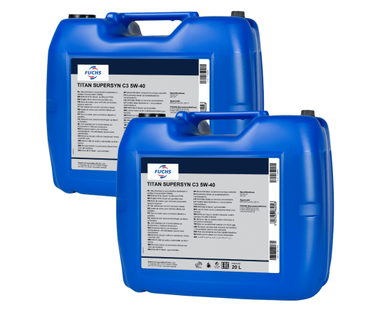 40 litrów FUCHS TITAN SUPERSYN C3 5W40 (dawniej TITAN GT1 5W40) - olej silnikowy - ZESTAW - TANIEJ, Opakowanie / zestaw: 20 litrów x2 - sklep olejefuchs.pl