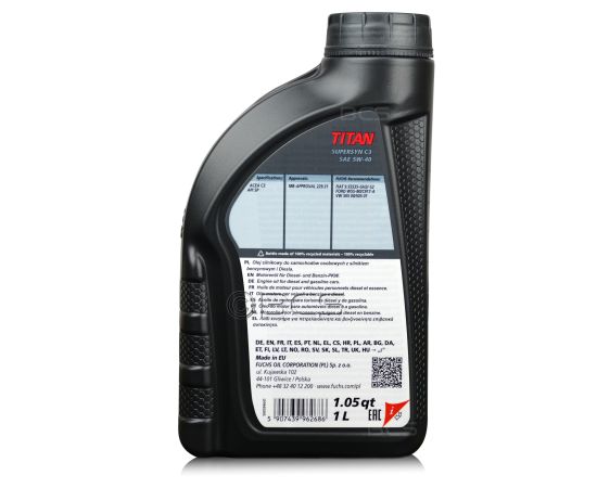 1 litr FUCHS TITAN SUPERSYN C3 5W40 (dawniej TITAN GT1 5W40) - olej silnikowy, Opakowanie / zestaw: 1 litr, 2. zdjęcie - sklep olejefuchs.pl
