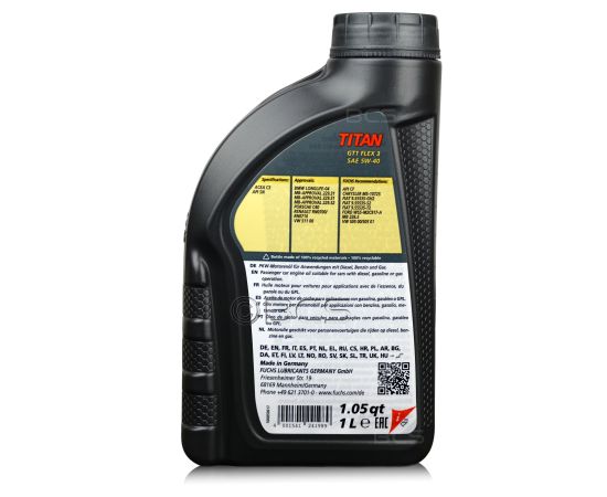 1 litr FUCHS TITAN GT1 FLEX 3 5W40 XTL - olej silnikowy, Opakowanie / zestaw: 1 litr, 2. zdjęcie - sklep olejefuchs.pl