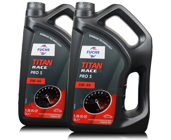 10 litrów FUCHS TITAN RACE PRO S 5W40 - syntetyczny (fully synthetic ester oil) olej silnikowy - ZESTAW - TANIEJ, Opakowanie / zestaw: 10 litrów (2 x 5 litrów), Lepkość SAE: 5W40 - sklep olejefuchs.pl