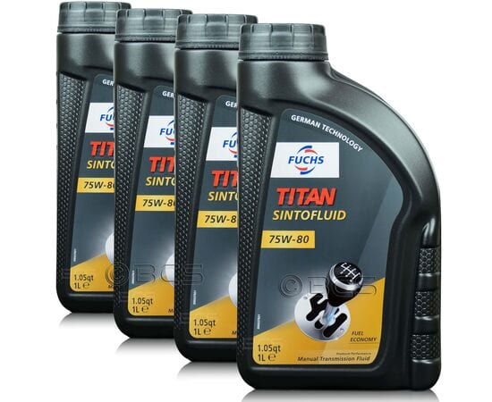 4 litry FUCHS TITAN SINTOFLUID 75W80 GL-4 - olej przekładniowy - ZESTAW - TANIEJ, Opakowanie / zestaw: 4 litry (4 x 1 litr) - sklep olejefuchs.pl