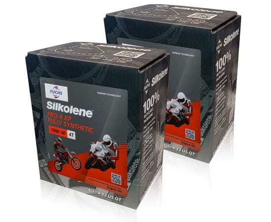 8 litrów FUCHS SILKOLENE PRO 4 10W30 XP - syntetyczny (full synthetic) olej silnikowy (4T) do motocyklii - ZESTAW - TANIEJ, Opakowanie / zestaw: 8 litrów (2 x 4 litry) - sklep olejefuchs.pl