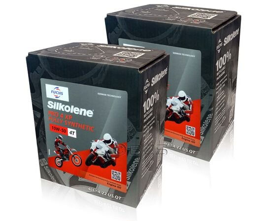 8 litrów FUCHS SILKOLENE PRO 4 10W50 XP - syntetyczny (full synthetic) olej silnikowy (4T) do motocykli - ZESTAW - TANIEJ, Opakowanie / zestaw: 8 litrów (2 x 4 litry) - sklep olejefuchs.pl