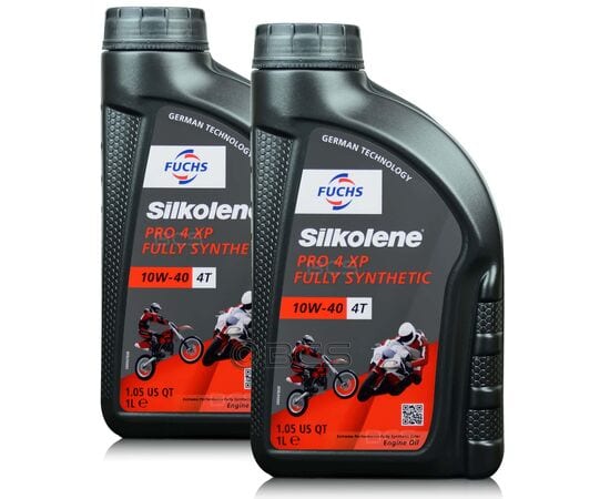 2 litry FUCHS SILKOLENE PRO 4 10W40 XP - syntetyczny (full synthetic) olej silnikowy (4T) do motocykli - ZESTAW - TANIEJ, Opakowanie / zestaw: 2 litry (2 x 1 litr) - sklep olejefuchs.pl