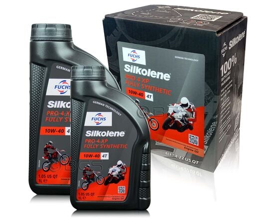 6 litrów FUCHS SILKOLENE PRO 4 10W40 XP - syntetyczny (full synthetic) olej silnikowy (4T) do motocykli - ZESTAW - TANIEJ, Opakowanie / zestaw: 6 litrów (4 litry + 2 x 1 litr) - sklep olejefuchs.pl