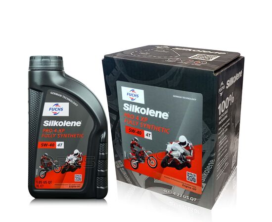 5 litrów FUCHS SILKOLENE PRO 4 5W40 XP - syntetyczny (full synthetic) olej silnikowy (4T) do motocykli - ZESTAW - TANIEJ, Opakowanie / zestaw: 5 litrów (4 litry + 1 litr) - sklep olejefuchs.pl