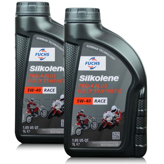 2 litry FUCHS SILKOLENE PRO 4 PLUS 5W40 RACE - syntetyczny (fully synthetic) olej silnikowy (4T) do motocykli wyczynowych - ZESTAW - TANIEJ, Opakowanie / zestaw: 2 litry (2 x 1 litr) - sklep olejefuchs.pl