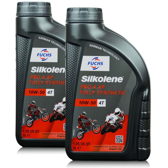 2 litry FUCHS SILKOLENE PRO 4 10W50 XP - syntetyczny (fully synthetic) olej silnikowy (4T) do motocykli - ZESTAW - TANIEJ, Opakowanie / zestaw: 2 litry (2 x 1 litr) - sklep olejefuchs.pl