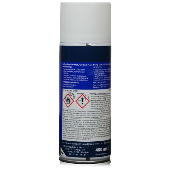 12 sztuk FUCHS GLEITMO 900 SPRAY - film - lakier poślizgowy z molibdenem - 400 ml - ZESTAW - TANIEJ, Opakowanie / zestaw: 400 ml SPRAY x 12, 2. zdjęcie - sklep olejefuchs.pl