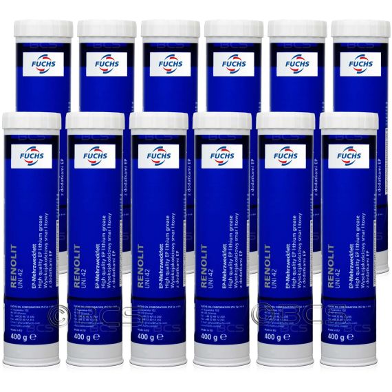 12 sztuk FUCHS RENOLIT UNI 42 - smar litowy z EP2 - 400 g - ZESTAW - TANIEJ, Klasa konsystencji NLGI: NLGI 2, Opakowanie / zestaw: 400 g x 12 - sklep olejefuchs.pl