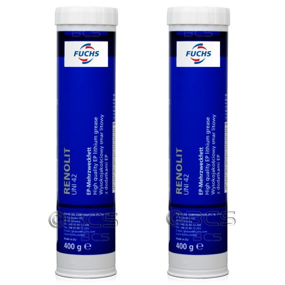 2 sztuki FUCHS RENOLIT UNI 42 - smar litowy z EP2 NLGI 2 [-20°C do +140°C] - 400 g - ZESTAW - TANIEJ, Klasa konsystencji NLGI: NLGI 2, Opakowanie / zestaw: 400 g x 2 - sklep olejefuchs.pl