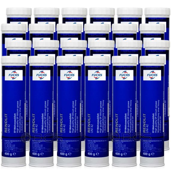 24 sztuki FUCHS RENOLIT UNI 42 - smar litowy z EP2 - 400 g - ZESTAW - TANIEJ, Klasa konsystencji NLGI: NLGI 2, Opakowanie / zestaw: 400 g x 24 - sklep olejefuchs.pl