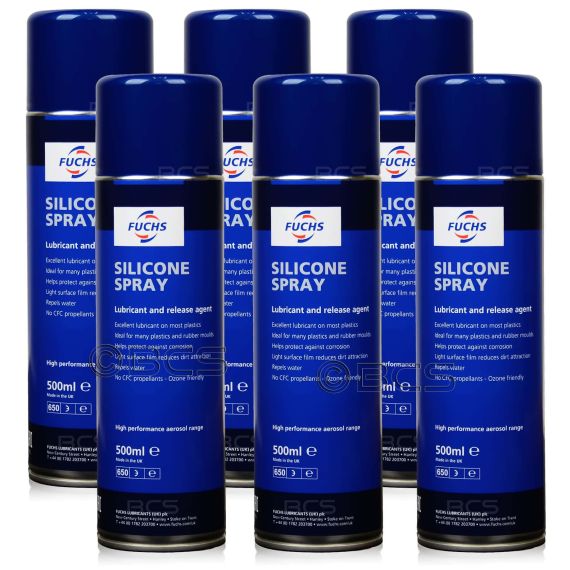 6 sztuk FUCHS SILICONE SPRAY - smar silikonowy  - 500 ml - ZESTAW - TANIEJ, Opakowanie / zestaw: 500 ml SPRAY x 6 - sklep olejefuchs.pl