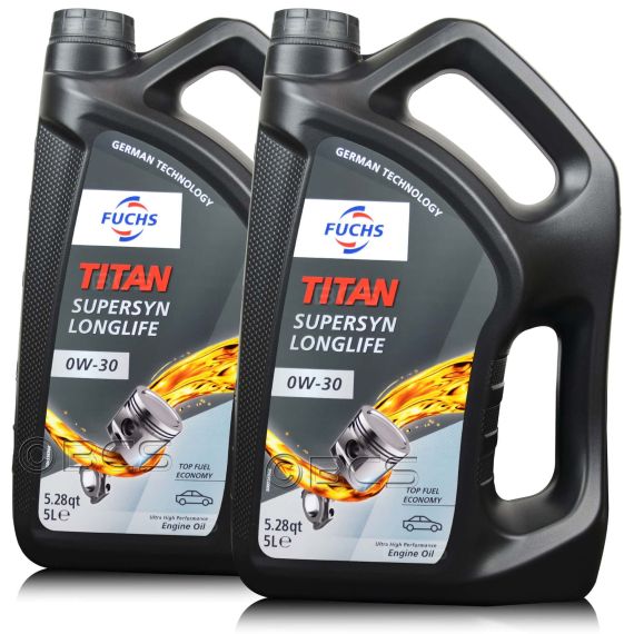 10 litrów FUCHS TITAN SUPERSYN LONGLIFE 0W30 - olej silnikowy - ZESTAW - TANIEJ, Opakowanie / zestaw: 10 litrów (2 x 5 litrów) - sklep olejefuchs.pl