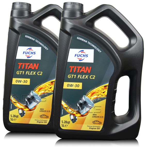 10 litrów FUCHS TITAN GT1 FLEX C2 0W30 - ACEA C2, ACEA A5/B5, API SP, FORD WSS-M2C950-A, BMW LL-12 FE, MB 229.61 - olej silnikowy - ZESTAW - TANIEJ, Opakowanie / zestaw: 10 litrów (2 x 5 litrów), Lepkość SAE: 0W30 - sklep olejefuchs.pl