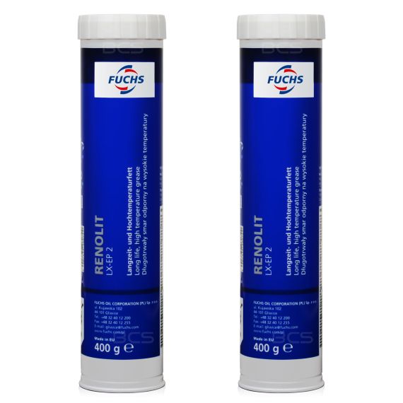 2 sztuki FUCHS RENOLIT LX-EP 2 - wielofunkcyjny smar litowy NLGI 2 [-30°C do +160°C] - 400 g - ZESTAW- TANIEJ, Opakowanie / zestaw: 400 g x 2 - sklep olejefuchs.pl
