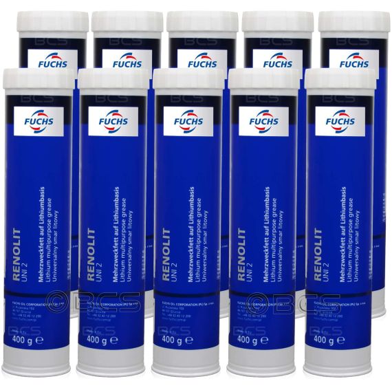 10 sztuk FUCHS RENOLIT UNI 2 - uniwesalny smar litowy NLGI 2 [-30°C do +120°C] - 400 g - ZESTAW - TANIEJ, Klasa konsystencji NLGI: NLGI 2, Opakowanie / zestaw: 400 g x 10 - sklep olejefuchs.pl