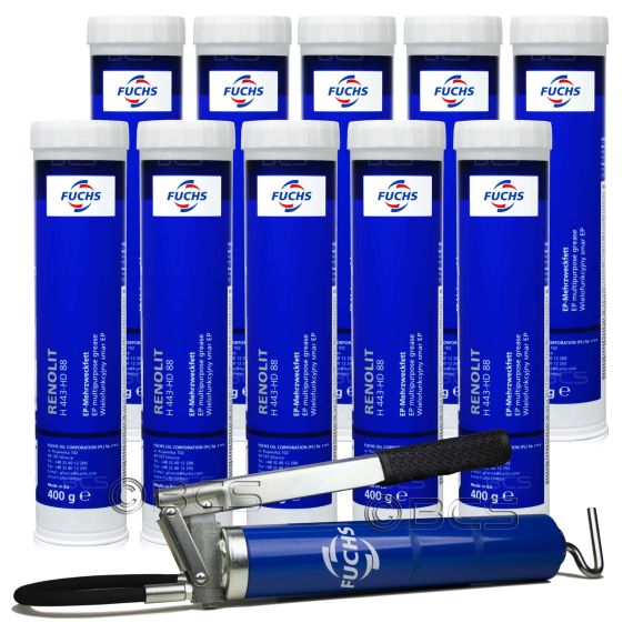 10 sztuk FUCHS RENOLIT H 443-HD 88 400 g - smar + SMAROWNICA - ZESTAW, Opakowanie / zestaw: 400 g x 10 + smarownica - sklep olejefuchs.pl