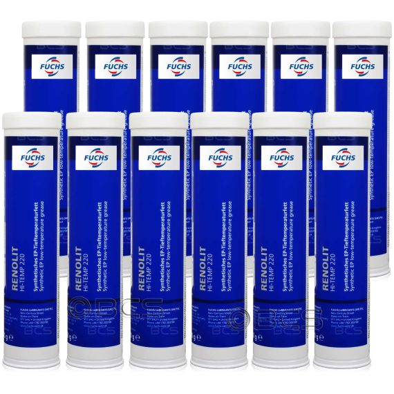 12 sztuk FUCHS RENOLIT HI-TEMP 220 - smar - 380 g - ZESTAW - TANIEJ, Klasa konsystencji NLGI: NLGI 2, Opakowanie / zestaw: 380 g x 12 - sklep olejefuchs.pl