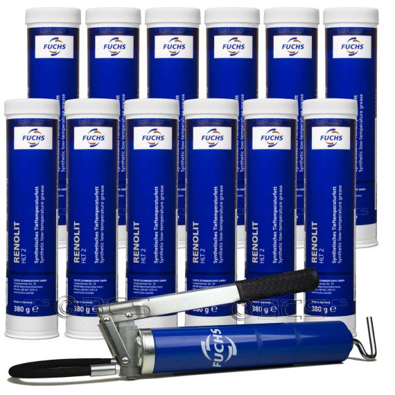 12 sztuk FUCHS RENOLIT HLT 2 380 g - smar + SMAROWNICA - ZESTAW, Opakowanie / zestaw: 380 g x 12 + smarownica - sklep olejefuchs.pl
