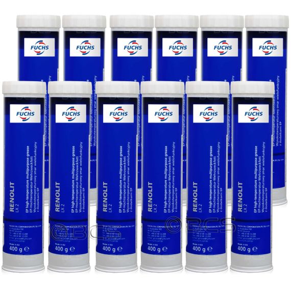 12 sztuk FUCHS RENOLIT LX 2 - smar NLGI 2 - 400 g - ZESTAW - TANIEJ, Klasa konsystencji NLGI: NLGI 2, Opakowanie / zestaw: 400 g x 12 - sklep olejefuchs.pl
