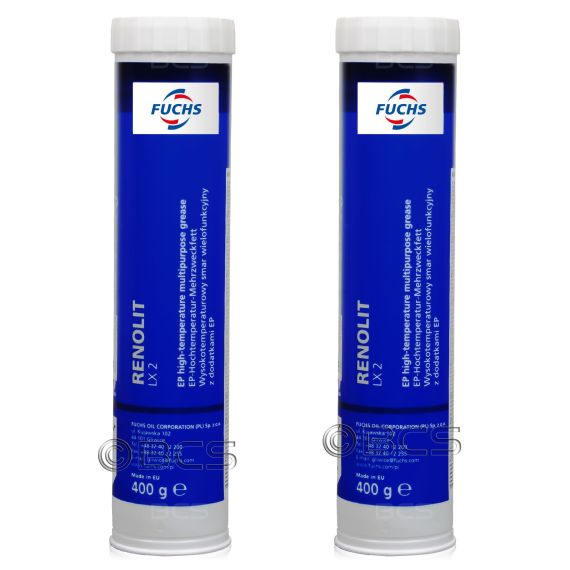 2 sztuki FUCHS RENOLIT LX 2 - smar NLGI 2 - 400 g - ZESTAW - TANIEJ, Klasa konsystencji NLGI: NLGI 2, Opakowanie / zestaw: 400 g x 2 - sklep olejefuchs.pl