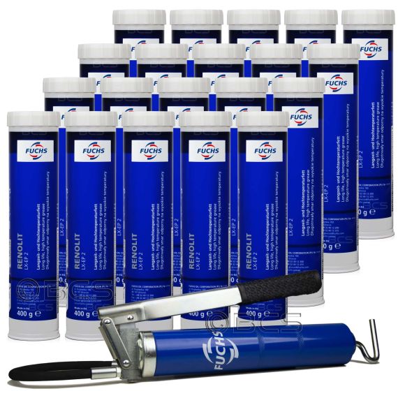 20 sztuk FUCHS RENOLIT LX-EP 2 400 g - smar litowy kompleksowy + SMAROWNICA - ZESTAW, Opakowanie / zestaw: 400 g x 20 + smarownica - sklep olejefuchs.pl