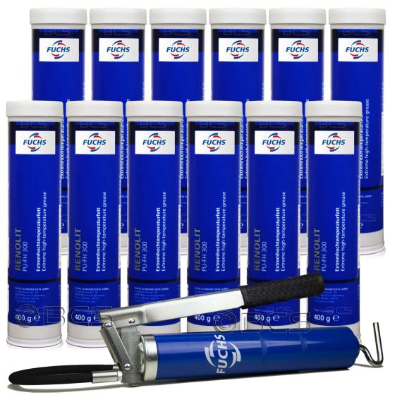 12 sztuk FUCHS RENOLIT PU-FH 300 400 g - smar + SMAROWNICA - ZESTAW, Opakowanie / zestaw: 400 g x 12 + smarownica - sklep olejefuchs.pl