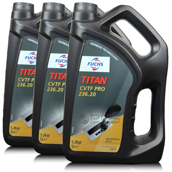 15 litrów FUCHS TITAN CVTF PRO 236.20 - (MERCEDES MB 236.20) olej do skrzyń bezstopniowych CVT - ZESTAW - TANIEJ, Opakowanie / zestaw: 15 litrów (3 x 5 litrów) - sklep olejefuchs.pl
