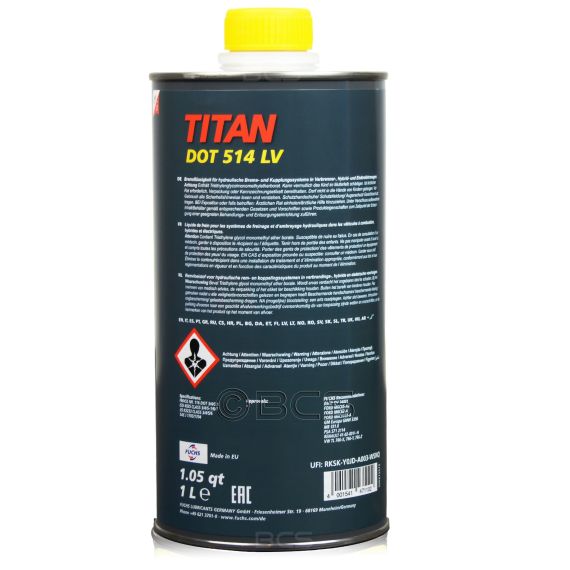 2 litry FUCHS TITAN DOT 514 LV (DOT 4 ; DOT 5.1) - płyn hamulcowy - ZESTAW - TANIEJ, Opakowanie / zestaw: 2 litry (2 x 1 litr), 3. zdjęcie - sklep olejefuchs.pl