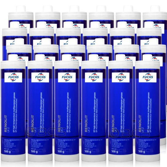24 sztuki FUCHS RENOLIT LX 2 - smar NLGI 2 - 500 g system REINER - ZESTAW - TANIEJ, Klasa konsystencji NLGI: NLGI 2, Opakowanie / zestaw: 500 g x 24 - REINER - sklep olejefuchs.pl