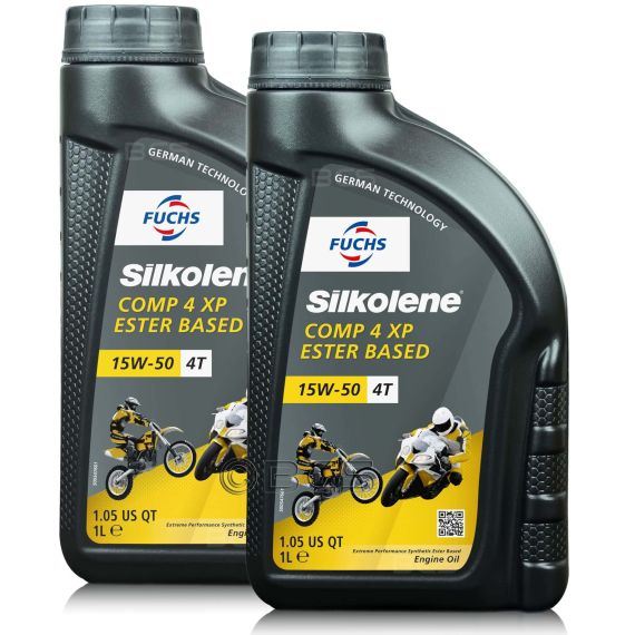 2 litry FUCHS SILKOLENE COMP 4 15W50 XP - syntetyczny olej silnikowy (4T) do motocykli - ZESTAW - TANIEJ, Opakowanie / zestaw: 2 litry (2 x 1 litr), Lepkość SAE: 15W50 - sklep olejefuchs.pl