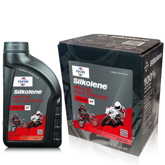 5 litrów FUCHS SILKOLENE PRO 4 10W60 XP - syntetyczny (fully synthetic) olej silnikowy (4T) do motocykli - ZESTAW - TANIEJ, Opakowanie / zestaw: 5 litrów (4 litry + 1 litr), Lepkość SAE: 10W60 - sklep olejefuchs.pl