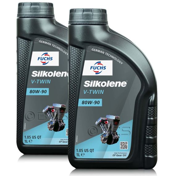 2 litry FUCHS SILKOLENE V-TWIN 80W90 API GL-5 - półsyntetyczny olej przekładniowy do motocykli typu cruiser - ZESTAW - TANIEJ, Opakowanie / zestaw: 2 litry (2 x 1 litr), Lepkość SAE: 80W90 - sklep olejefuchs.pl