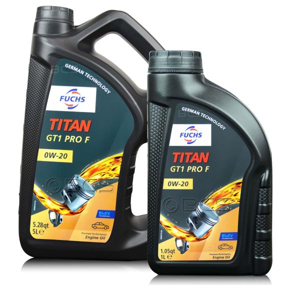 6 litrów FUCHS TITAN GT1 PRO F 0W20 - FIAT 9.55535-DM1/DSX, ACEA C5, API SP - olej silnikowy - ZESTAW - TANIEJ, Opakowanie / zestaw: 6 litrów (5 litrów + 1 litr), Lepkość SAE: 0W20 - sklep olejefuchs.pl