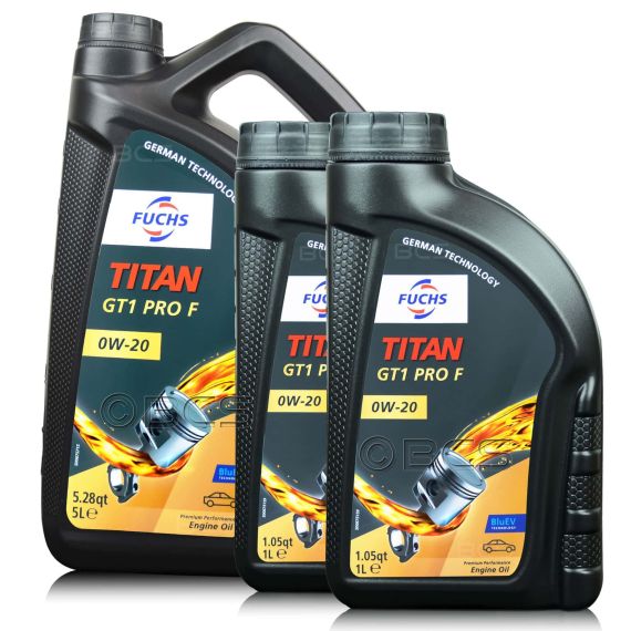 7 litrów FUCHS TITAN GT1 PRO F 0W20 - FIAT 9.55535-DM1/DSX, ACEA C5, API SP - olej silnikowy - ZESTAW - TANIEJ, Opakowanie / zestaw: 7 litrów (5 litrów + 2 litry), Lepkość SAE: 0W20 - sklep olejefuchs.pl
