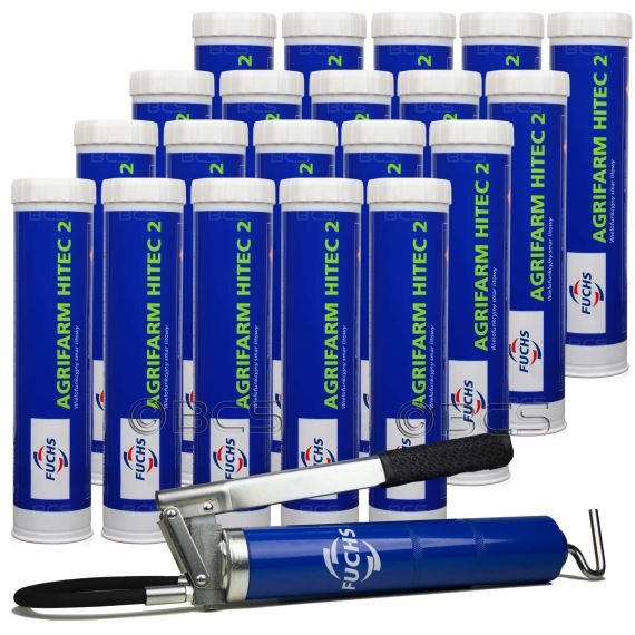 20 sztuk FUCHS AGRIFARM HITEC 2 - smar litowy - 400 g - smar + SMAROWNICA - ZESTAW, Opakowanie / zestaw: 400 g x 20 + smarownica - sklep olejefuchs.pl