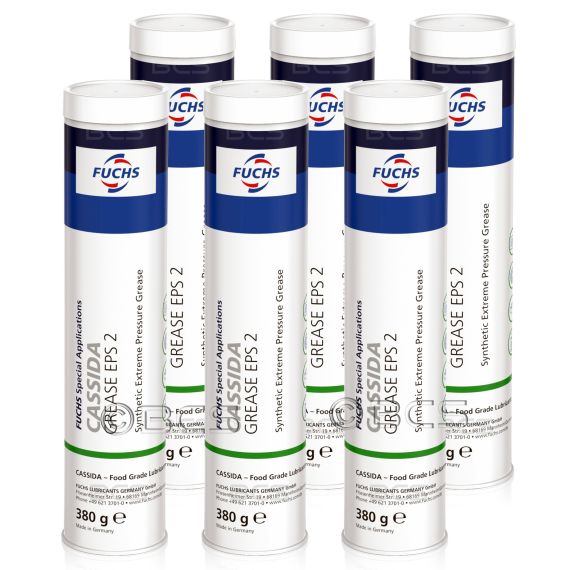 6 sztuk FUCHS CASSIDA GREASE EPS 2 - smar syntetyczny NLGI 2 do wysokich obciążeń - 380 g [przemysł spożywczy] - ZESTAW - TANIEJ, Opakowanie / zestaw: 380 g x 6 - sklep olejefuchs.pl