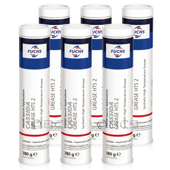 6 sztuk FUCHS CASSIDA GREASE HTS 2 - syntetyczny smar wysokotemperaturowy NLGI 2 - 380 g [przemysł spożywczy] - ZESTAW - TANIEJ, Opakowanie / zestaw: 380 g x 6 - sklep olejefuchs.pl