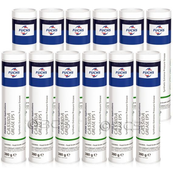12 sztuk FUCHS CASSIDA GREASE EPS 1 - smar syntetyczny NLGI 1 do wysokich obciążeń - 380 g [przemysł spożywczy] - ZESTAW - TANIEJ, Opakowanie / zestaw: 380 g x 12 - sklep olejefuchs.pl
