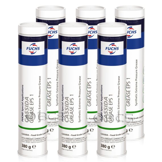 6 sztuk FUCHS CASSIDA GREASE EPS 1 - smar syntetyczny NLGI 1 do wysokich obciążeń - 380 g [przemysł spożywczy] - ZESTAW - TANIEJ, Opakowanie / zestaw: 380 g x 6 - sklep olejefuchs.pl
